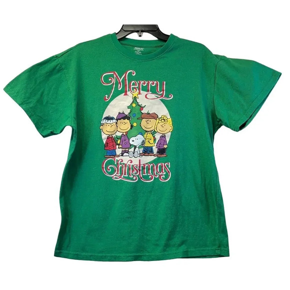 PEANUTS Unisex Kelly-Green Merry Christmas Short Sleeve Tee - Picture 2 of 7